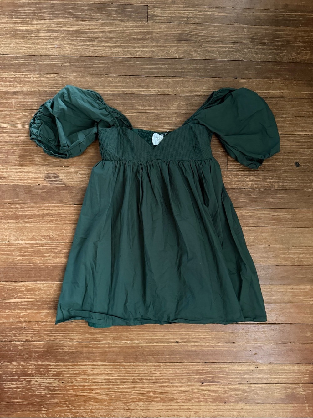 Hyacinth House Tuckernuck Emerald Green Puff Sleeve Babydoll Dress Size Small